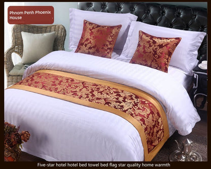Hotel Bedding Decorative Cloth Bed Runner Bedspread Pure Color