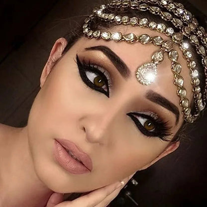 Vintage Rhinestone Head Chain Forehead Headband Indian African Bohemian Hair Accessories Crystal Fringe Tiara Headdress