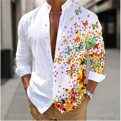 Men's Casual Soft Fabric Shirt Long-sleeved 3D printing XS-6XL