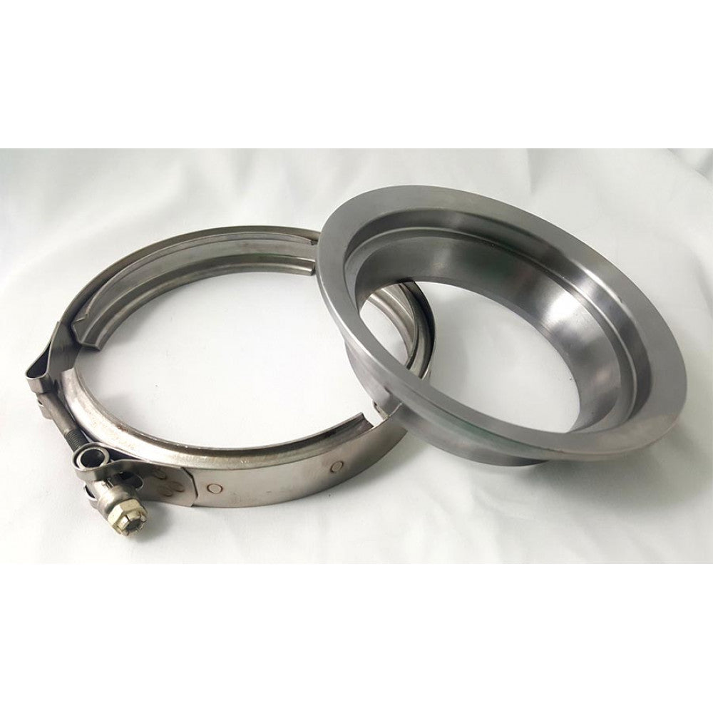 BUNDLE * CNC T6 S400 / K31 Exhaust Outlet Flange to 4in Pipe w/ Clamp