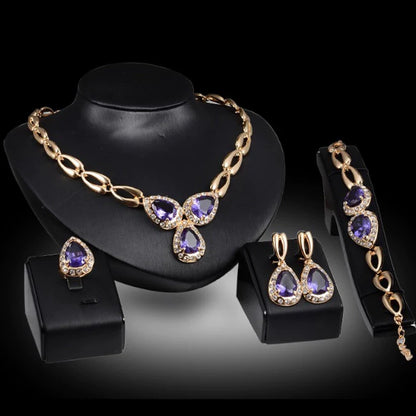 Fashion Inlaid Jewel Rhinestone Clavicle Chain Women's Banquet Earrings
