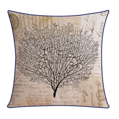 Sofa Pillow Cotton and Linen Thick Flower and Bird Back Seat Cushion Pillow Office