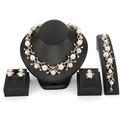 Fashion Inlaid Jewel Rhinestone Clavicle Chain Women's Banquet Earrings