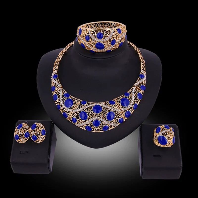 Fashion Inlaid Jewel Rhinestone Clavicle Chain Women's Banquet Earrings