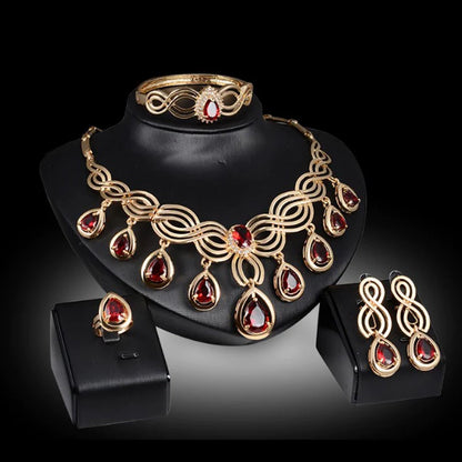 Fashion Inlaid Jewel Rhinestone Clavicle Chain Women's Banquet Earrings