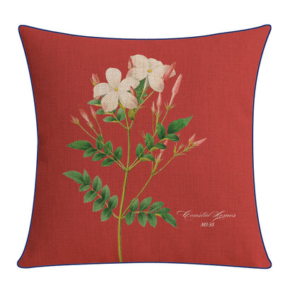 Sofa Pillow Cotton and Linen Thick Flower and Bird Back Seat Cushion Pillow Office