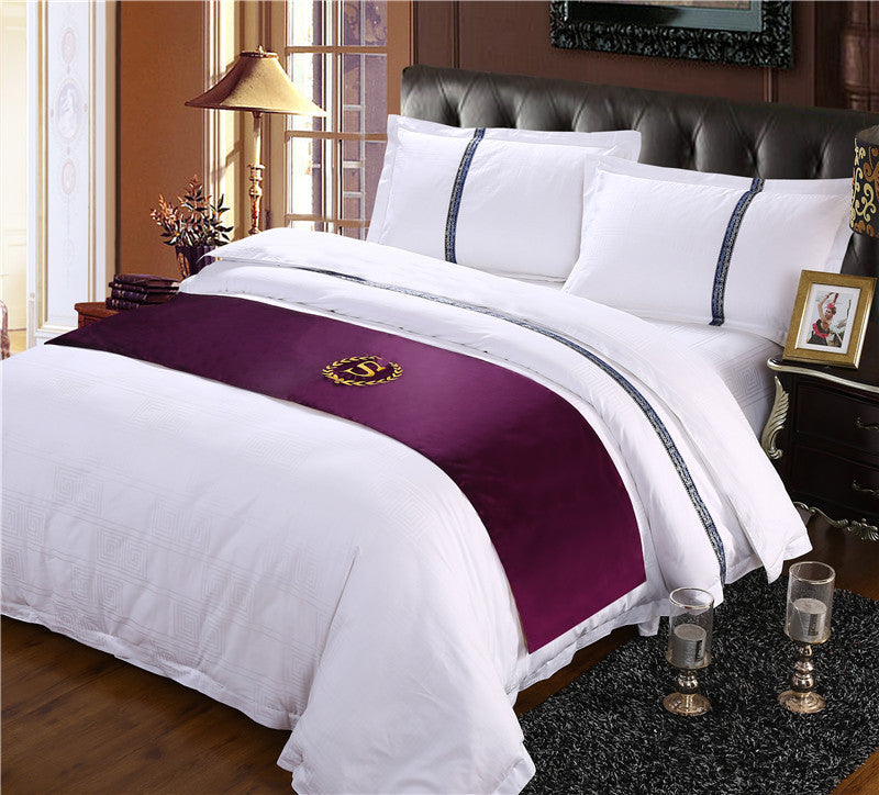Hotel Bedding Decorative Cloth Bed Runner Bedspread Pure Color