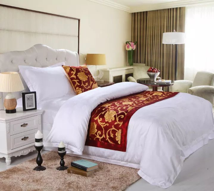 Hotel Bedding Decorative Cloth Bed Runner Bedspread Pure Color