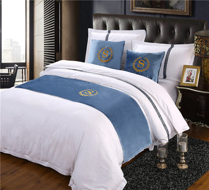Hotel Bedding Decorative Cloth Bed Runner Bedspread Pure Color