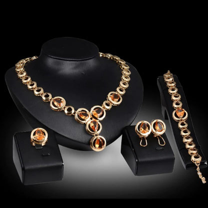 Fashion Inlaid Jewel Rhinestone Clavicle Chain Women's Banquet Earrings