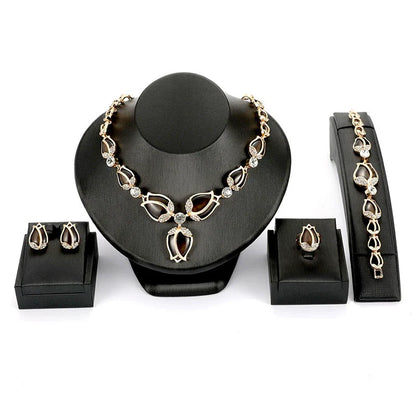 Fashion Inlaid Jewel Rhinestone Clavicle Chain Women's Banquet Earrings