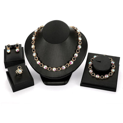 Fashion Inlaid Jewel Rhinestone Clavicle Chain Women's Banquet Earrings