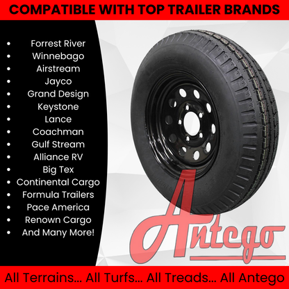(Single Assembly) Antego Tire and Wheel Heavy-Duty 185/80D13 Highway Terrain – 8-Ply-Ply, 13.0-Inch Wheel, Designed for Secure & Stable Towing | A130454500096206ST18580D13