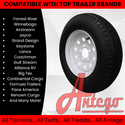 (Single Assembly) Antego Tire and Wheel Heavy-Duty 185/80D13 Highway Terrain – 8-Ply-Ply, 13.0-Inch Wheel, Designed for Secure & Stable Towing | A130454500116206ST18580D13