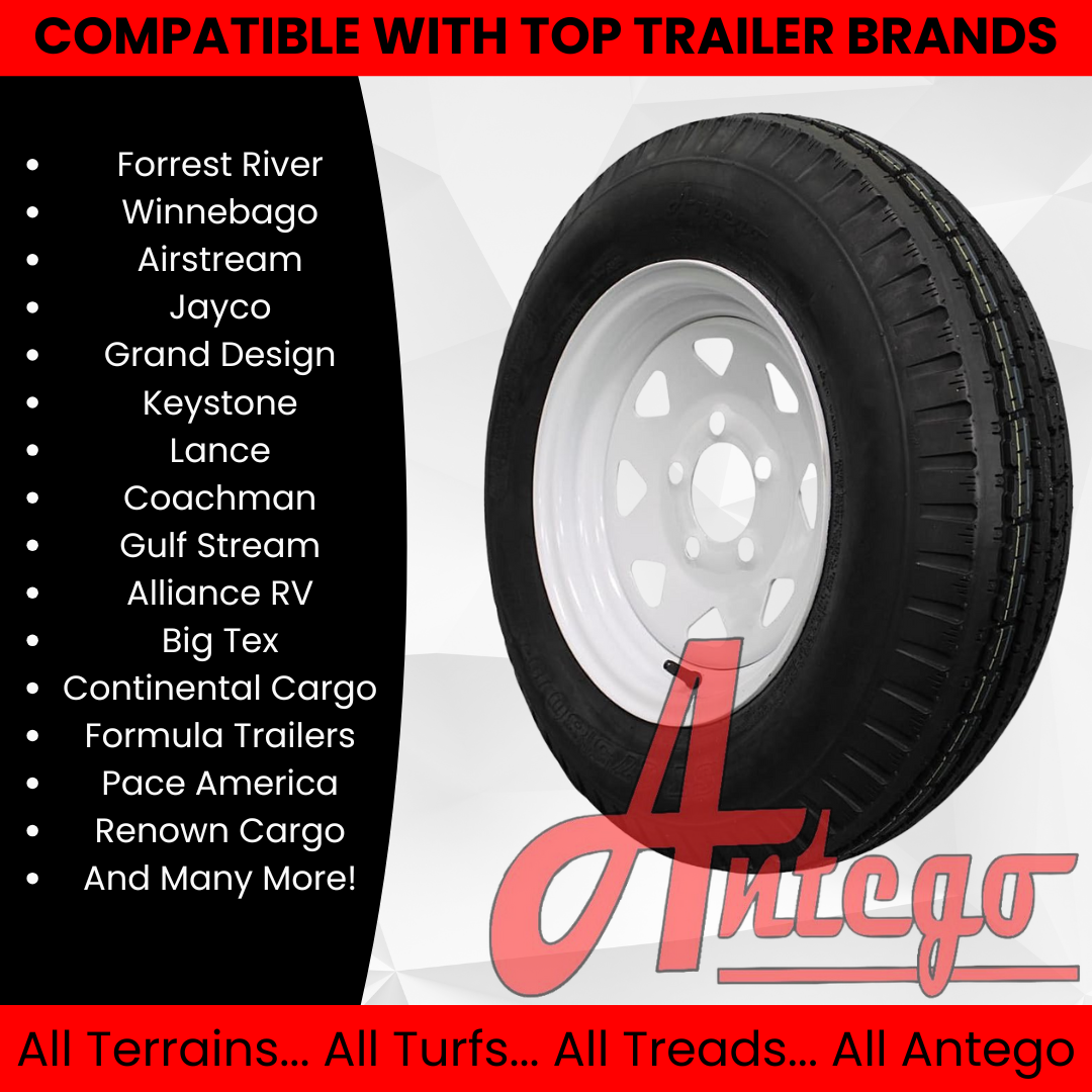 (Set of 4) Antego Tire and Wheel 175/80D13 Highway Terrain Trailer Tire & Wheel – 13.0-Inch Pre-Mounted Rim, 6-Ply-Ply Build, Perfect for Utility & Cargo Use | A130454510116206ST17580D13-B4