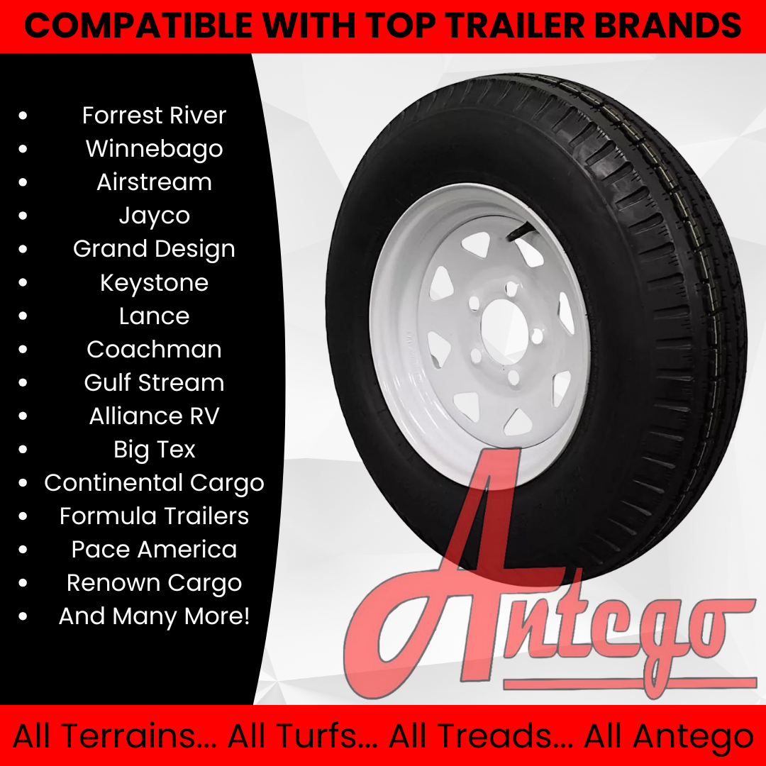 (Single Assembly) Antego Tire and Wheel 185/80D13 Highway Terrain Trailer Tire & Wheel – 13.0-Inch Pre-Mounted Rim, 8-Ply-Ply Build, Perfect for Utility & Cargo Use | A130454510116206ST18580D13