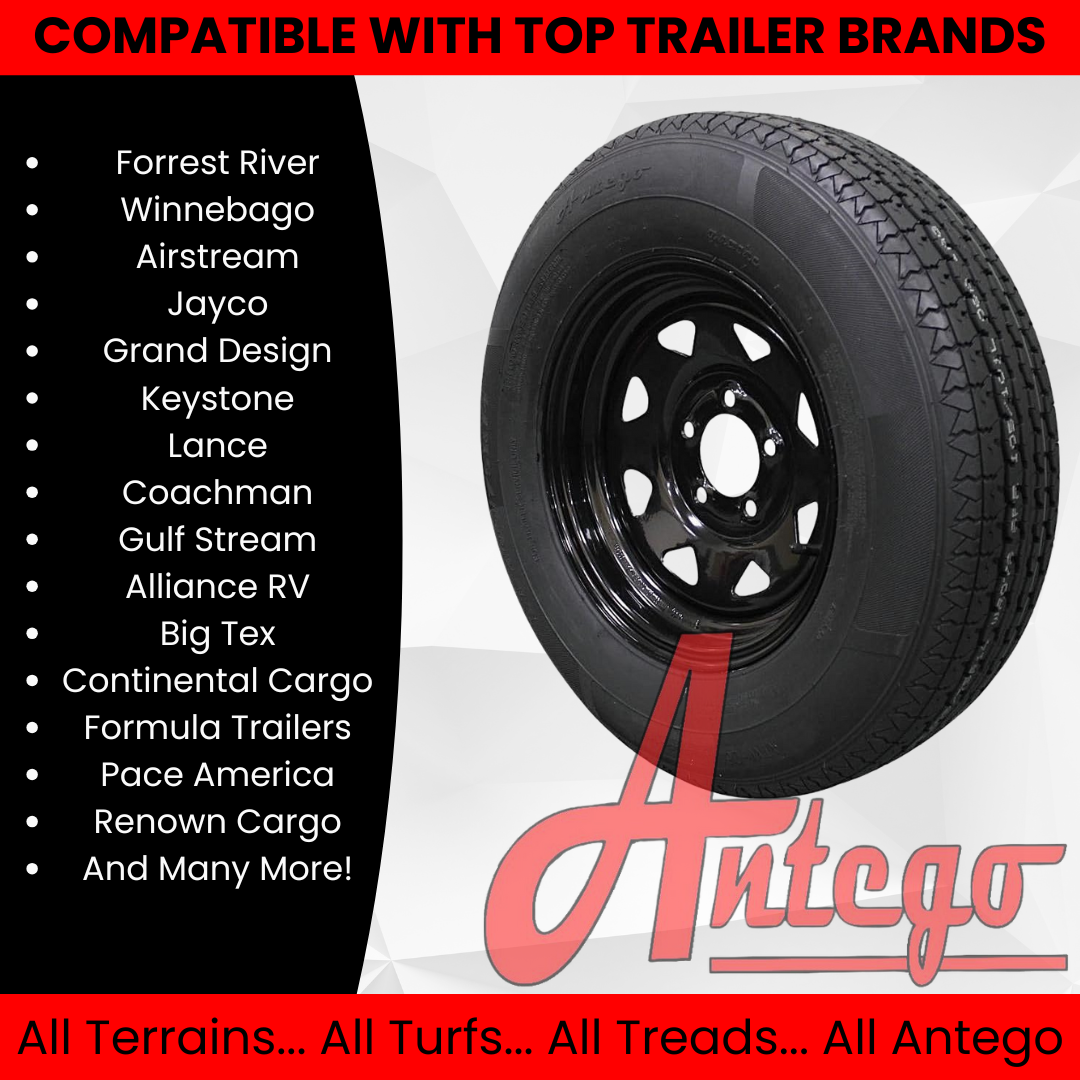 (Single Assembly) Antego Tire and Wheel 205/75R14 Trailer Tire – Reinforced 8-Ply-Ply Design, 14.0-Inch Rim – Built for Long-Distance Hauling & Stability | A140554020096108ST20575R14