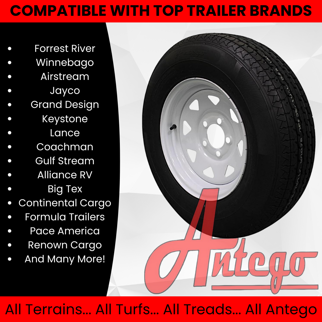 (Set of 4) Antego Tire and Wheel  205/75R14 Highway Terrain Assembly – Optimized for High Load Performance, 14.0-Inch Rim, Load 105.0, Speed M | A140554020116108ST20575R14-B4