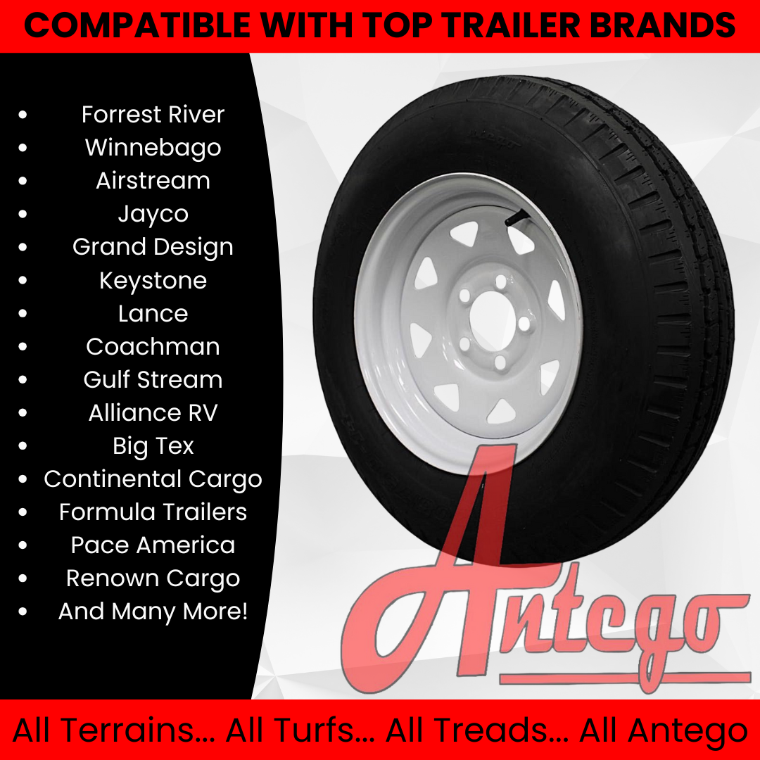 (Set of 4) Antego Tire and Wheel 205/75D14 Highway Terrain Trailer Tire & Wheel – 14.0-Inch Pre-Mounted Rim, 6-Ply-Ply Build, Perfect for Utility & Cargo Use | A140554020116206ST20575D14-B4