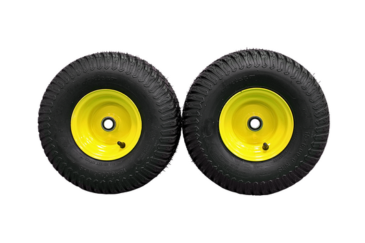 Antego Tire & Wheel (Set of 2) 15x6.00-6 Tire and Wheel Assemblies, ATW-003, 4 Ply Turf Tires, .75" Precision Ball Bearings, John Deere 15x6.00-6NHS Lawn Mower Tires, John Deere Front Tires 15x6.00-6