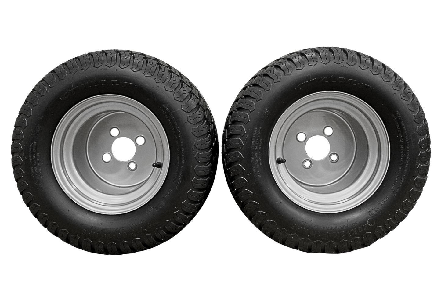 (Set of 2) 20x12.00-10 with 10x8.5 Hustler Chrome Silver Assembly