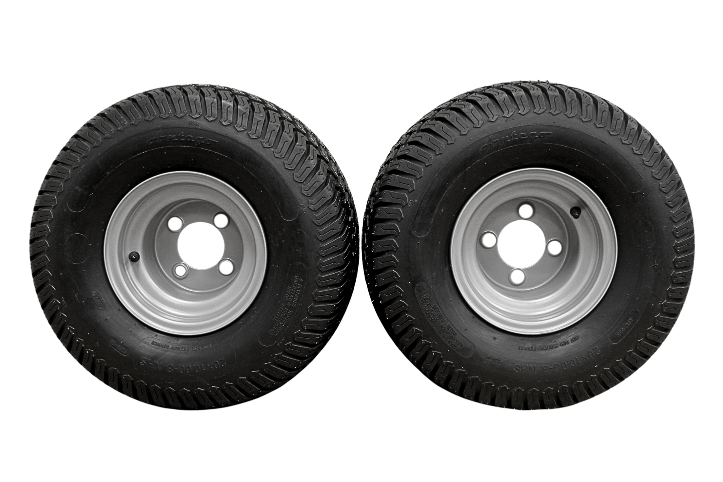 20x10.00-8  4 Ply Turf Tires with 8x7 Wheels  Lawn & Garden Mower and Golf Cart (Set of 2)