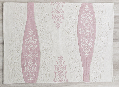 Vase 100% Cotton Washable Area Rug - Pink, White & Light Cream