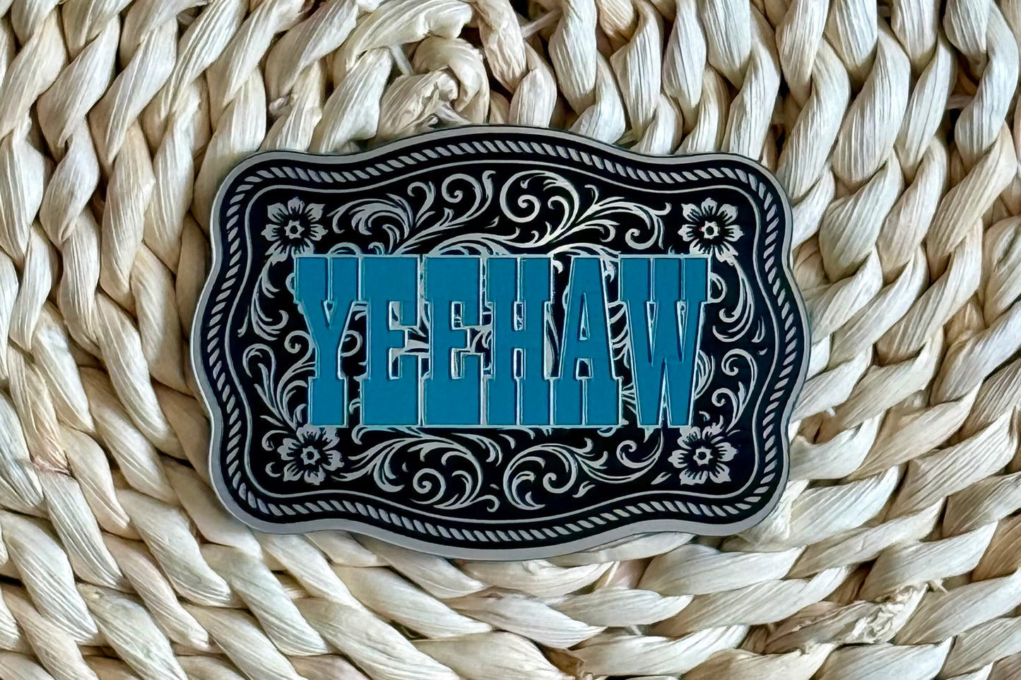 YeeHaw Scroll Design Acrylic Laser Engraved Hat Patch