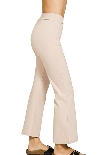 Zenana Heavy Ponte Elastic Waistband Pintuck Pants