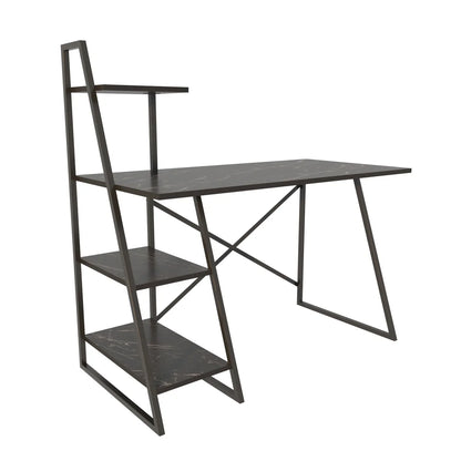 Admira 47 inch Wide Metal Wood Computer Writing Desk with Open Shelf Storage