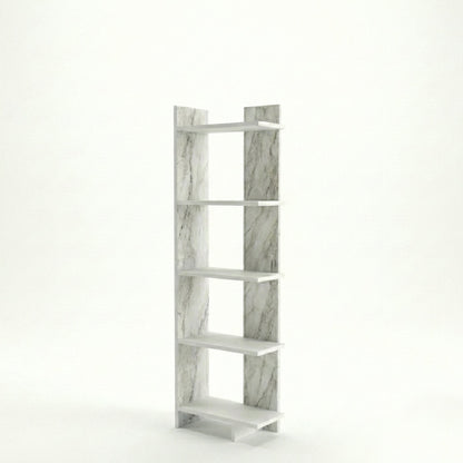 Alice 67” Corner Bookcase – 5-Tier Narrow L-Shaped Wall-Mounted Corner Bookshelf