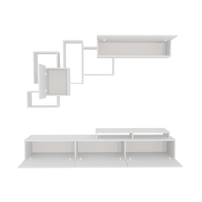 Amor TV Stand Entertainment Center  with Wall Shelf and Cubbies for up to 85'' TVs