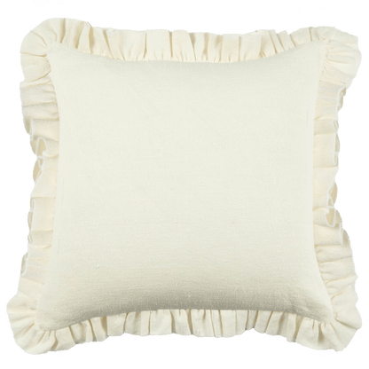 Anita Linen Solid Throw Pillow Cover, Cream Ruffled