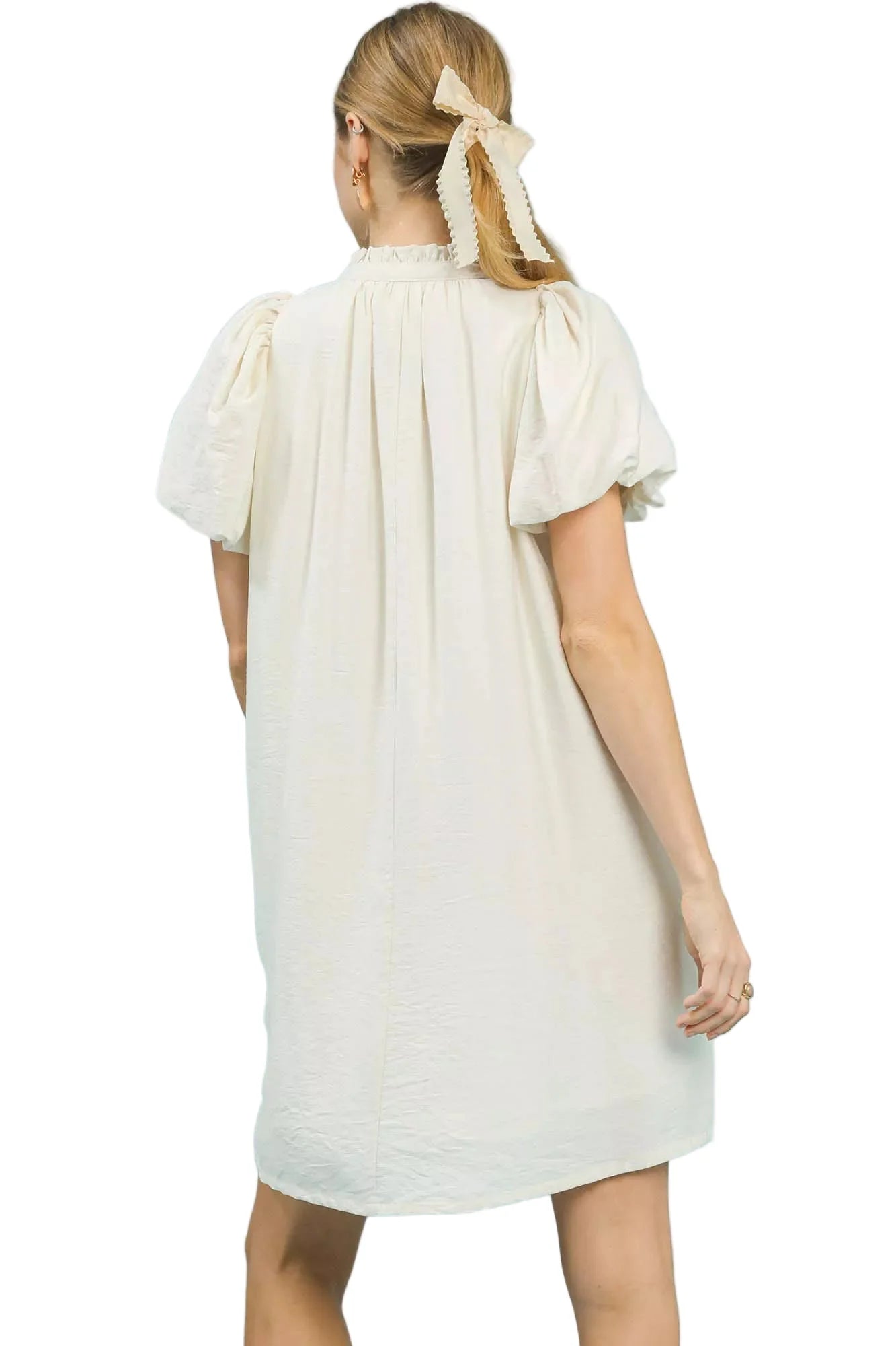 Umgee Floral Embroidered Puff Sleeve Mini Dress