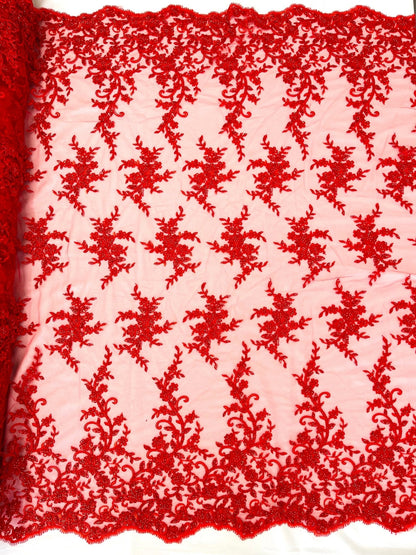 Big Floral Damask beaded Lace 54" Wide| New Creations Fabric & Foam Inc.