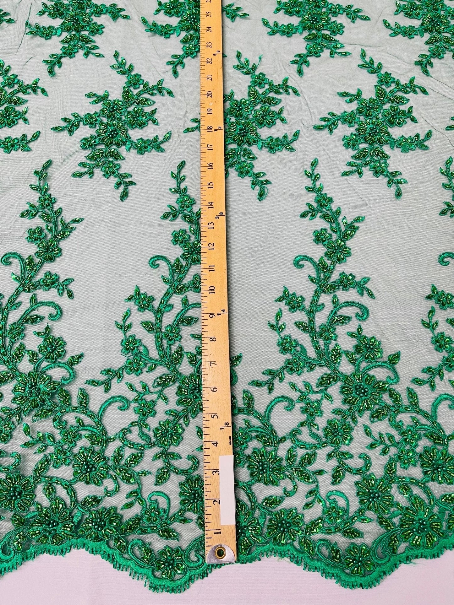 Big Floral Damask beaded Lace 54" Wide| New Creations Fabric & Foam Inc.