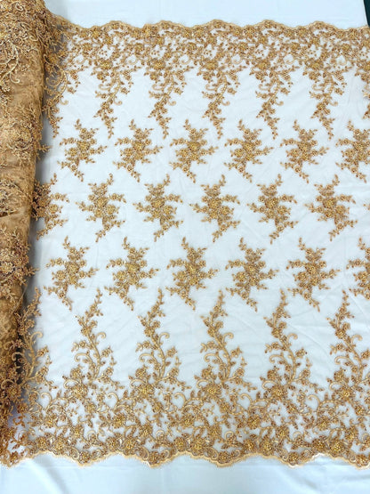 Big Floral Damask beaded Lace 54" Wide| New Creations Fabric & Foam Inc.