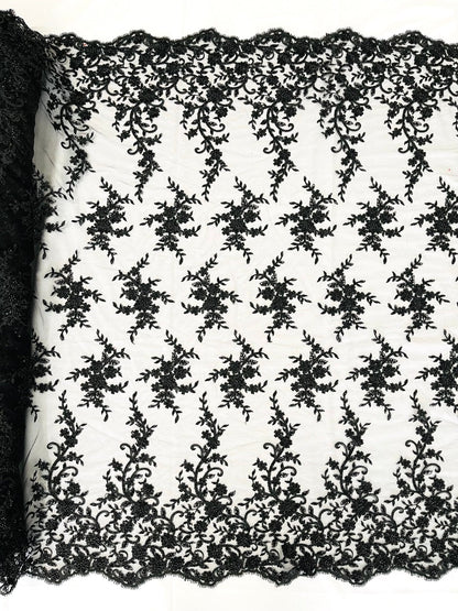 Big Floral Damask beaded Lace 54" Wide| New Creations Fabric & Foam Inc.