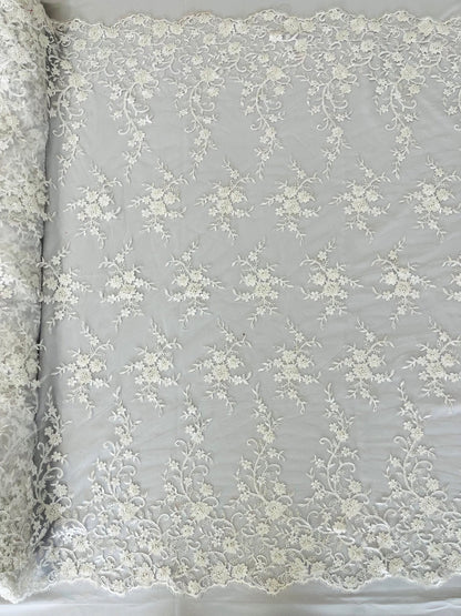 Big Floral Damask beaded Lace 54" Wide| New Creations Fabric & Foam Inc.