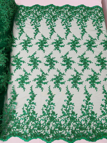 Big Floral Damask beaded Lace 54" Wide| New Creations Fabric & Foam Inc.