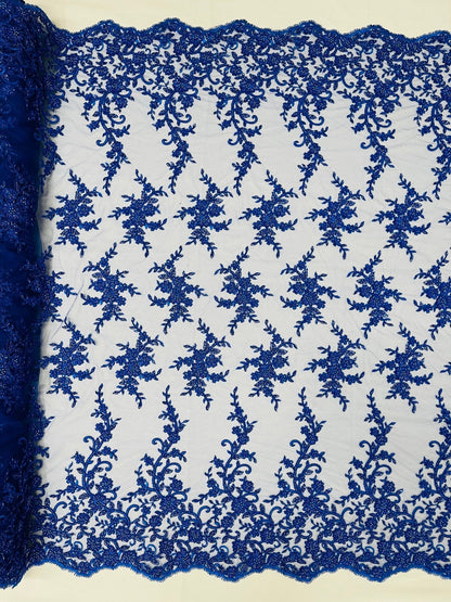 Big Floral Damask beaded Lace 54" Wide| New Creations Fabric & Foam Inc.