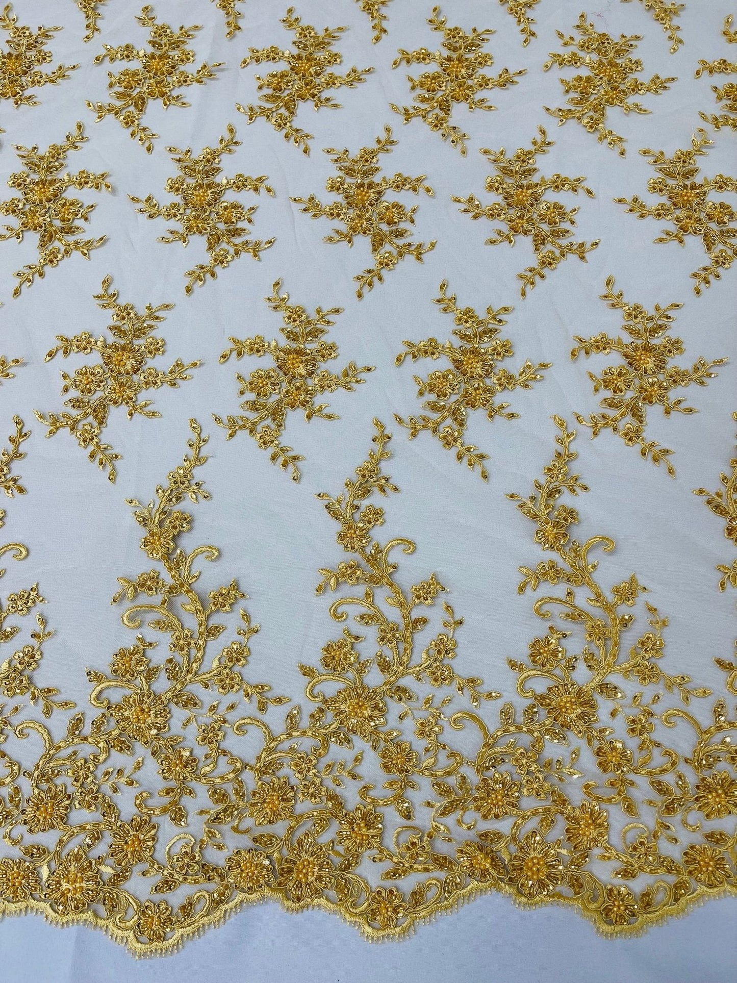Big Floral Damask beaded Lace 54" Wide| New Creations Fabric & Foam Inc.