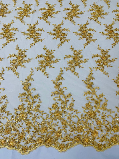 Big Floral Damask beaded Lace 54" Wide| New Creations Fabric & Foam Inc.