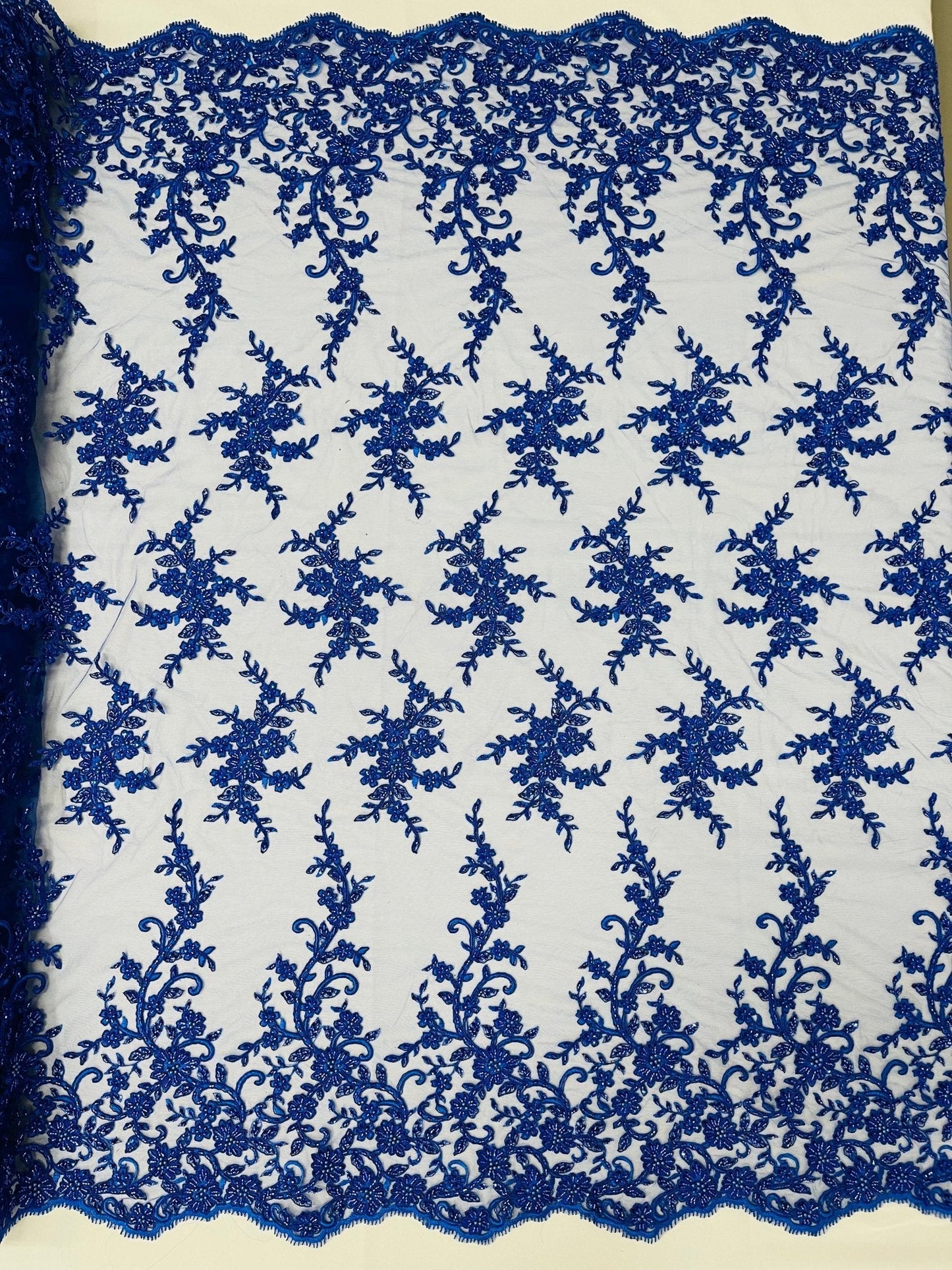 Big Floral Damask beaded Lace 54" Wide| New Creations Fabric & Foam Inc.