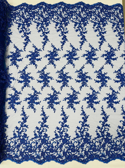 Big Floral Damask beaded Lace 54" Wide| New Creations Fabric & Foam Inc.