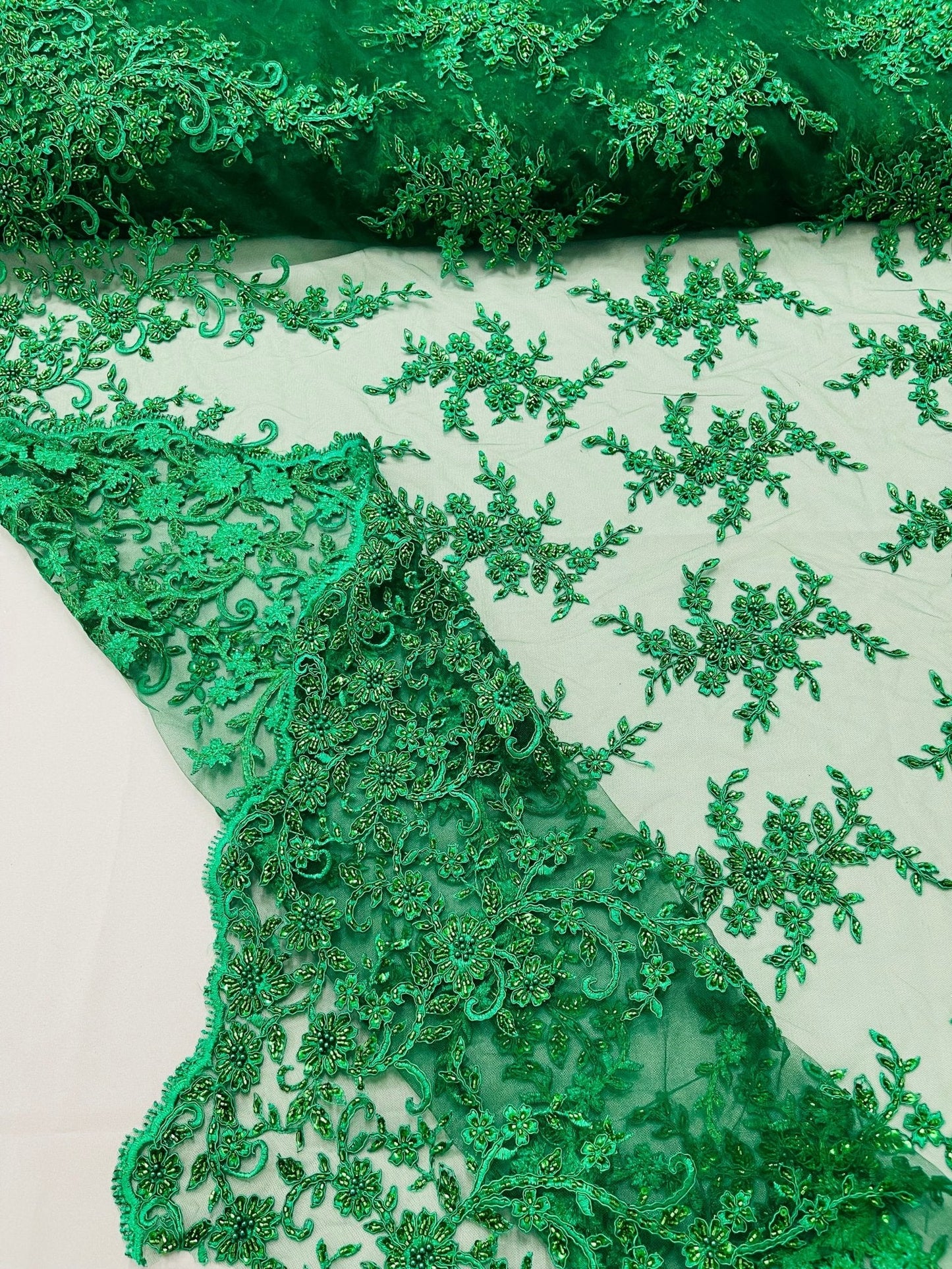 Big Floral Damask beaded Lace 54" Wide| New Creations Fabric & Foam Inc.