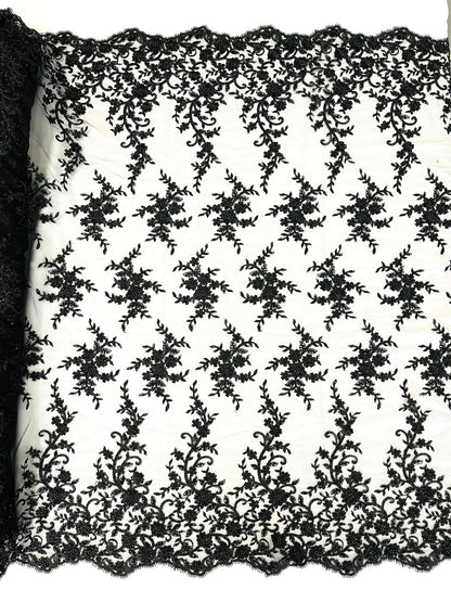 Big Floral Damask beaded Lace 54" Wide| New Creations Fabric & Foam Inc.