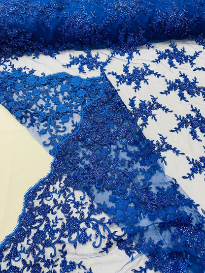 Big Floral Damask beaded Lace 54" Wide| New Creations Fabric & Foam Inc.