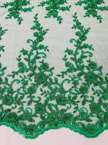 Big Floral Damask beaded Lace 54" Wide| New Creations Fabric & Foam Inc.