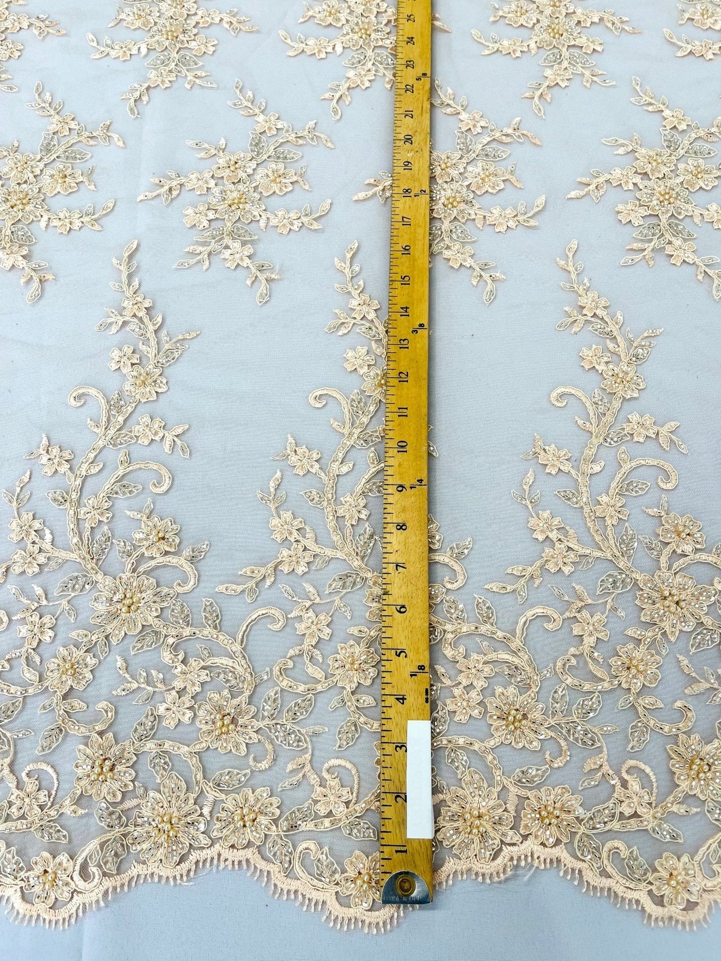 Big Floral Damask beaded Lace 54" Wide| New Creations Fabric & Foam Inc.